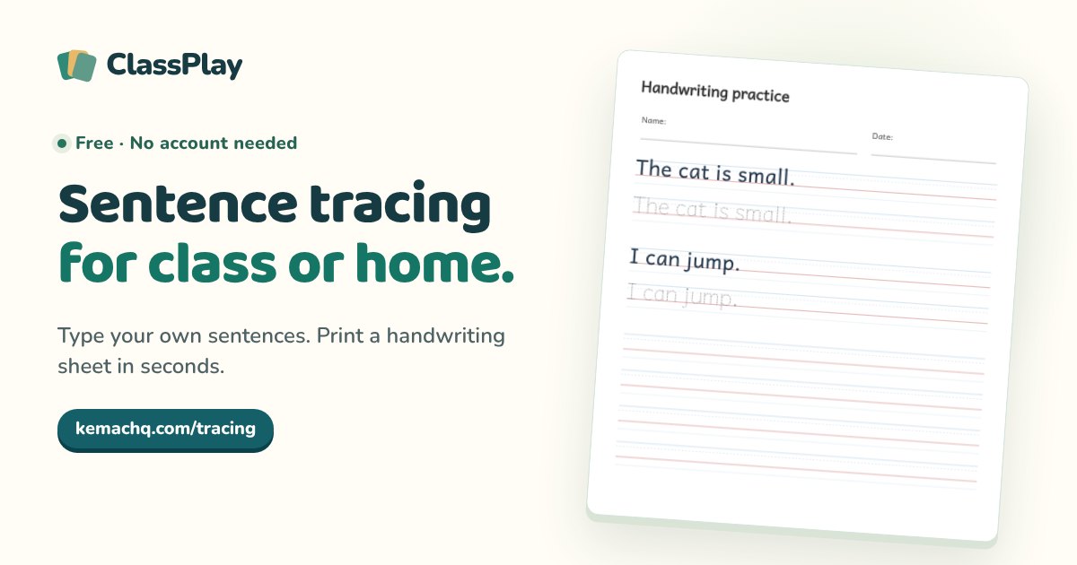 Sentence Level Activities Sentence tracing · ClassPlay